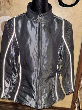 Vintage Harley-Davidson Women's Riding Jacket Black Nylon Leather Trim Large Y2K